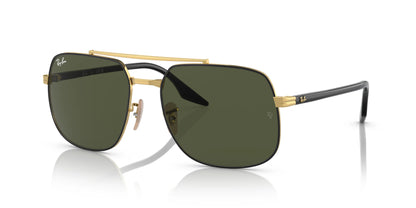 Ray-Ban RB3699 Sunglasses Black On Gold / Green