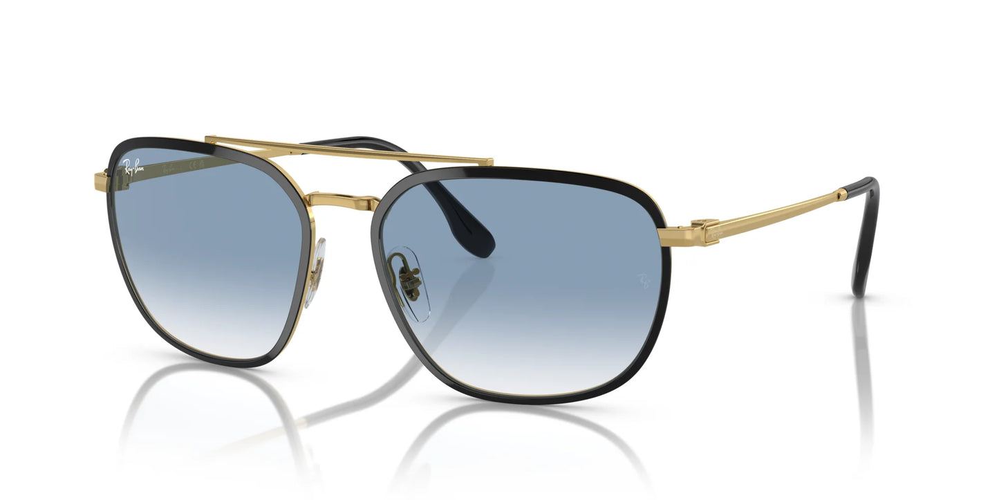 Ray-Ban RB3708 Sunglasses Black On Gold / Light Blue