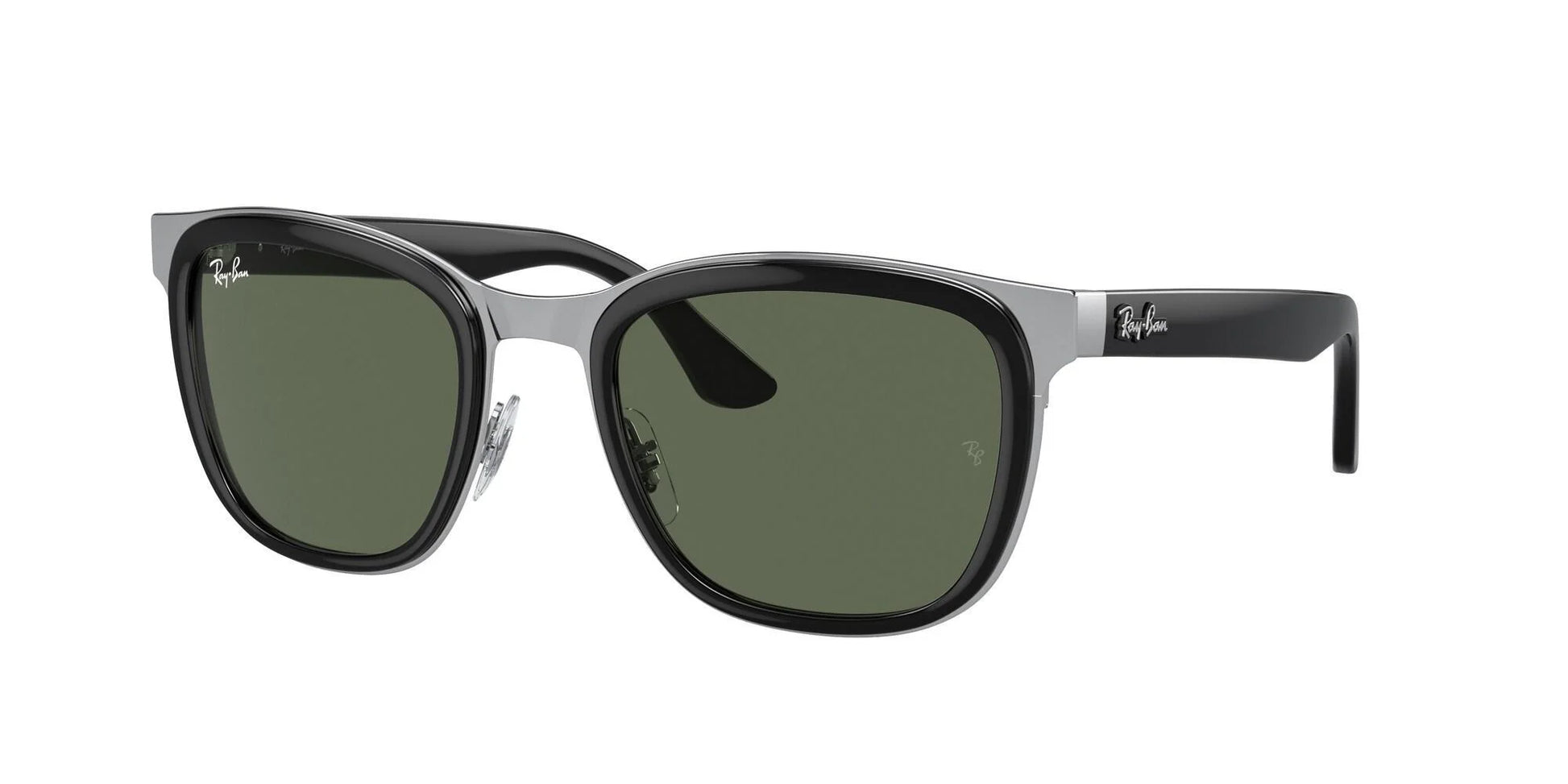 Ray-Ban CLYDE RB3709 Sunglasses Black On Silver / Dark Green