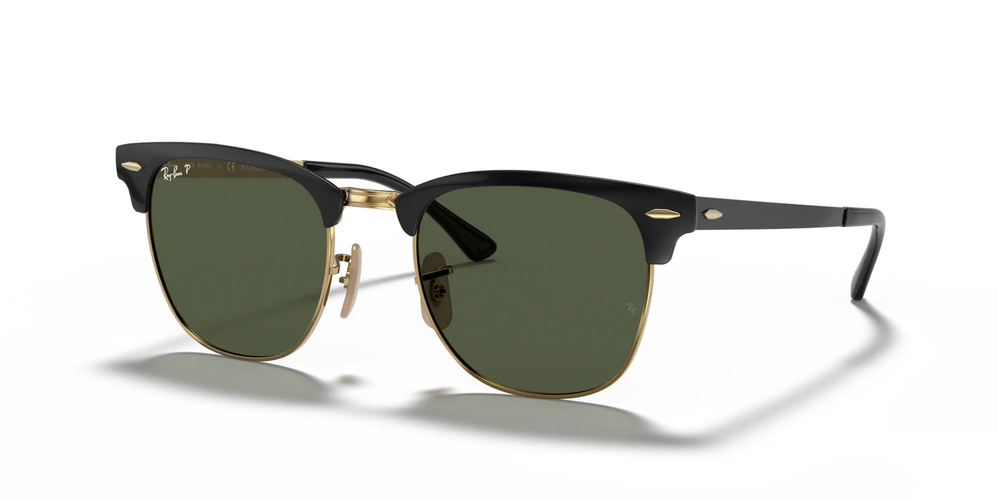 Ray-Ban CLUBMASTER METAL RB3716 Sunglasses Black On Gold / Green