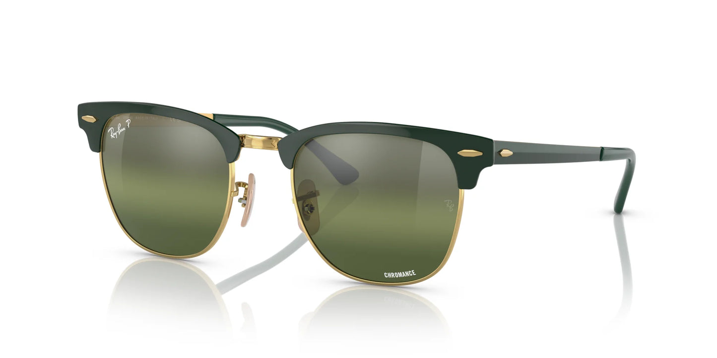 Ray-Ban CLUBMASTER METAL RB3716 Sunglasses Green On Gold / Dark Green