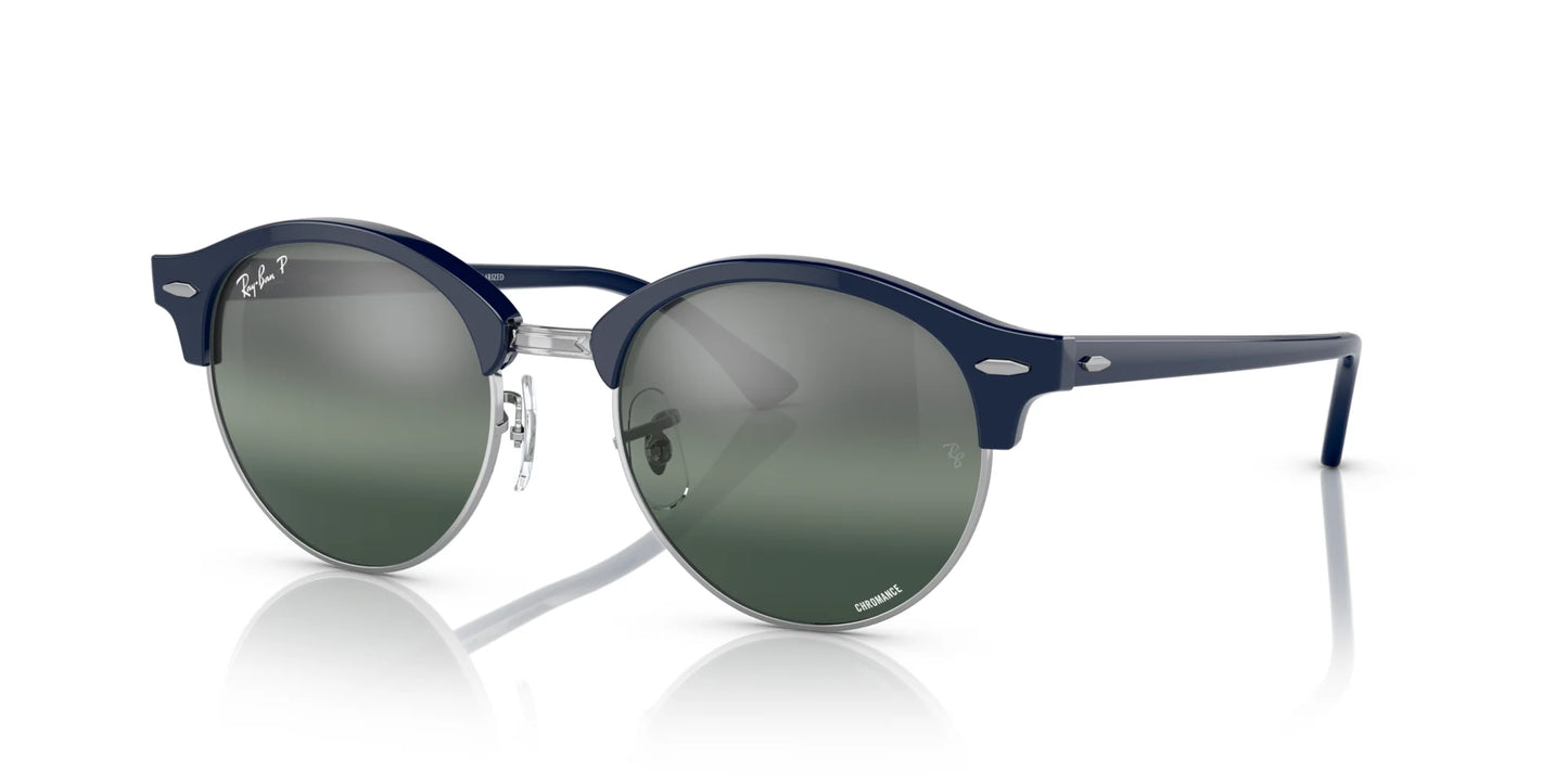 Ray-Ban CLUBROUND RB4246 Sunglasses Blue On Silver / Silver / Blue