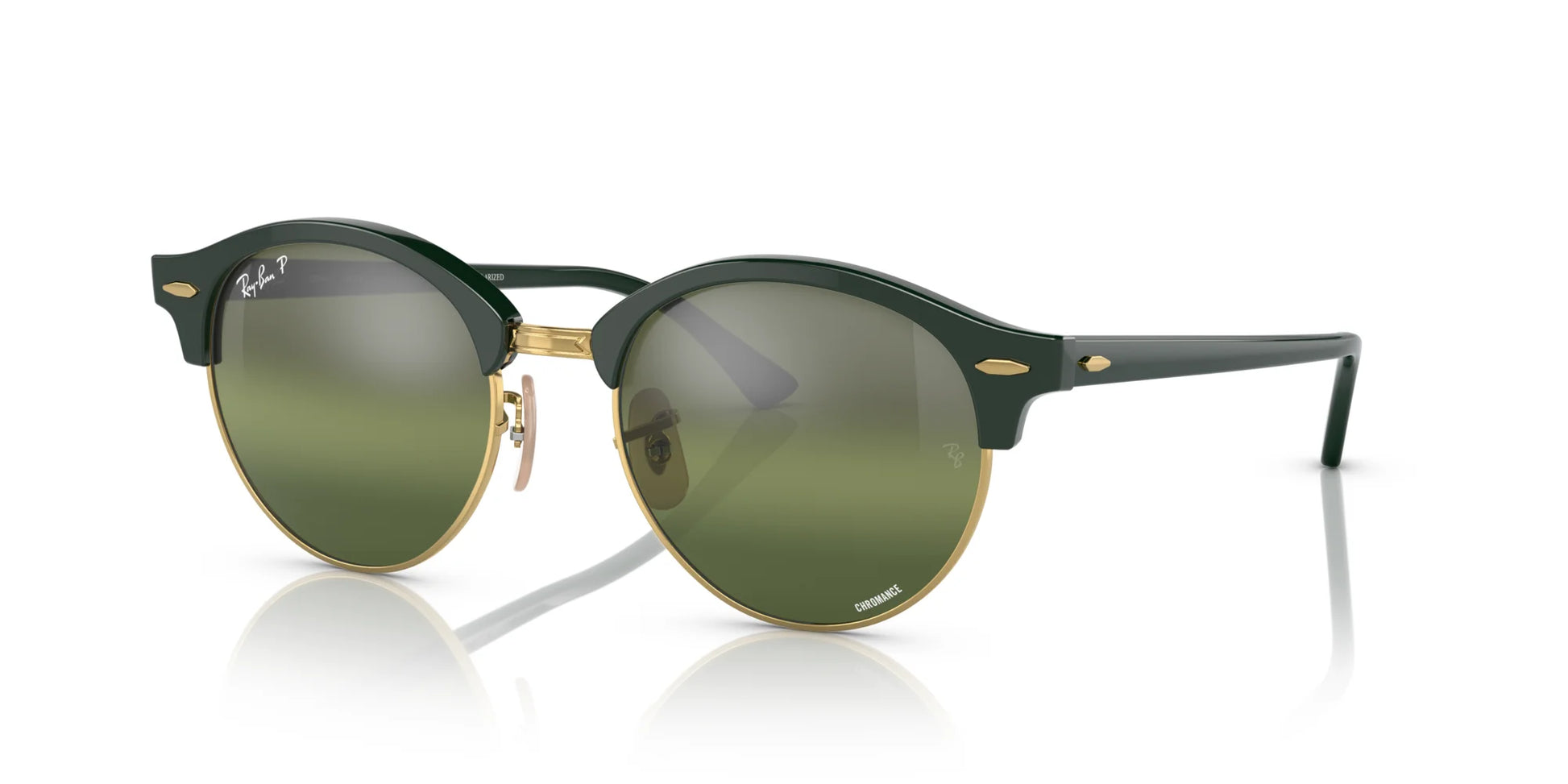 Ray-Ban CLUBROUND RB4246 Sunglasses Green On Gold / Silver / Green