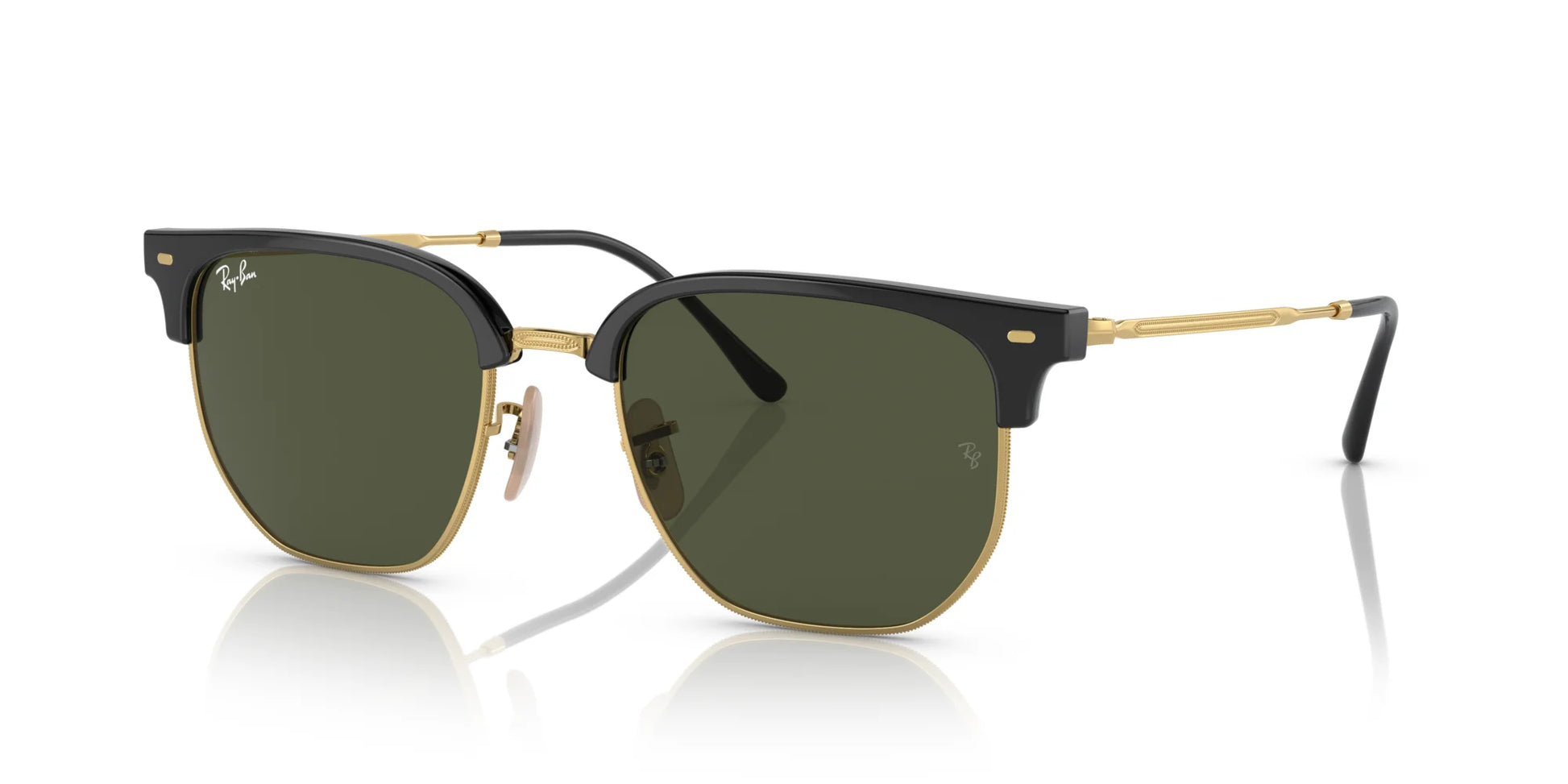 Ray-Ban NEW CLUBMASTER RB4416F Sunglasses Black On Gold / Green