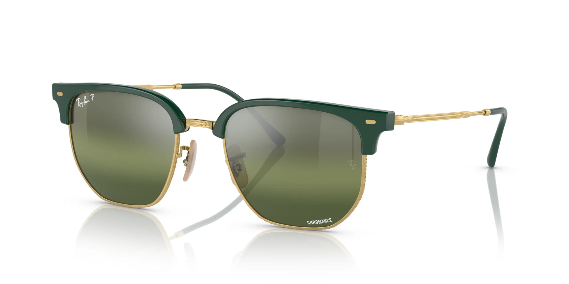 Ray-Ban NEW CLUBMASTER RB4416F Sunglasses Green On Gold / Silver