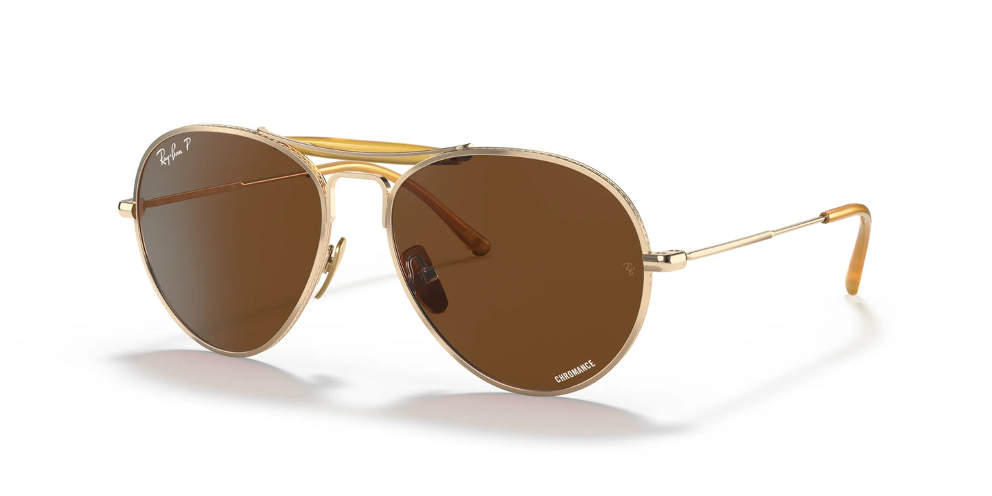 Ray-Ban RB8063 Sunglasses Gold / Polarized Dark Brown Classic