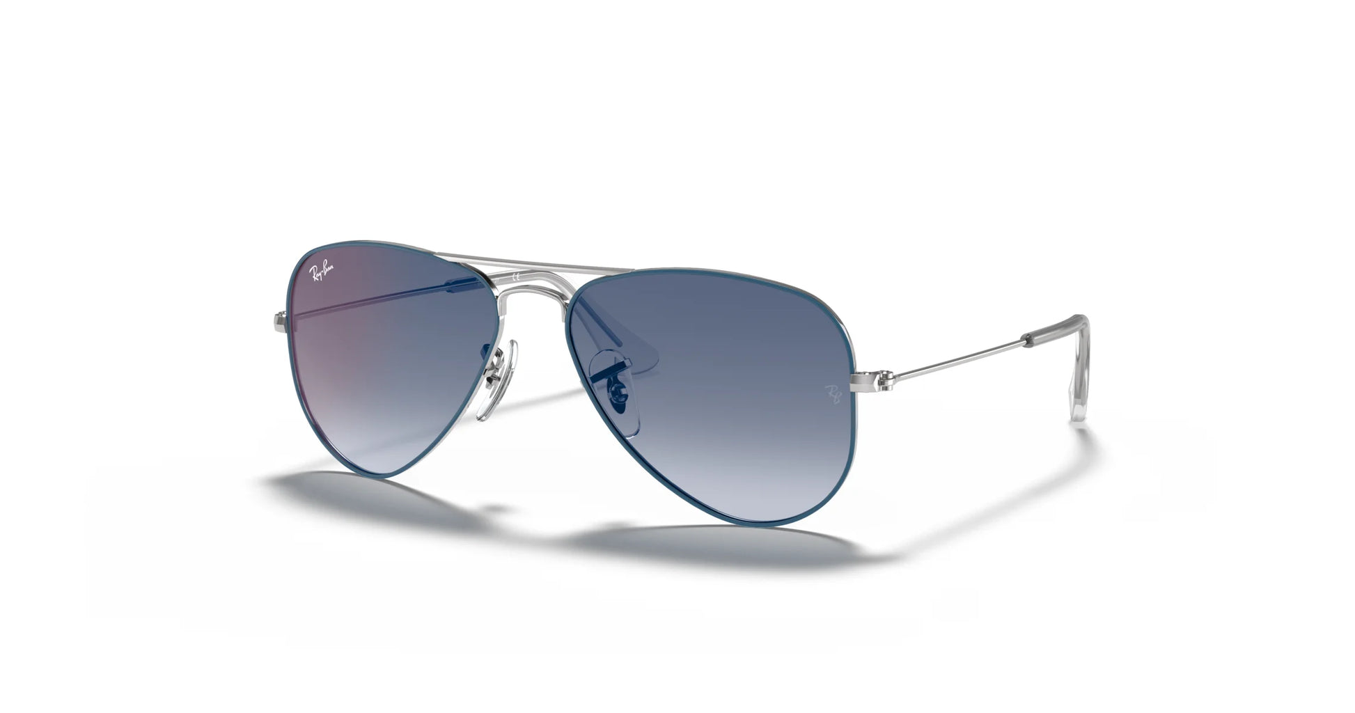 Ray-Ban JUNIOR AVIATOR RJ9506S Sunglasses Light Blue On Silver / Clear / Blue / Red