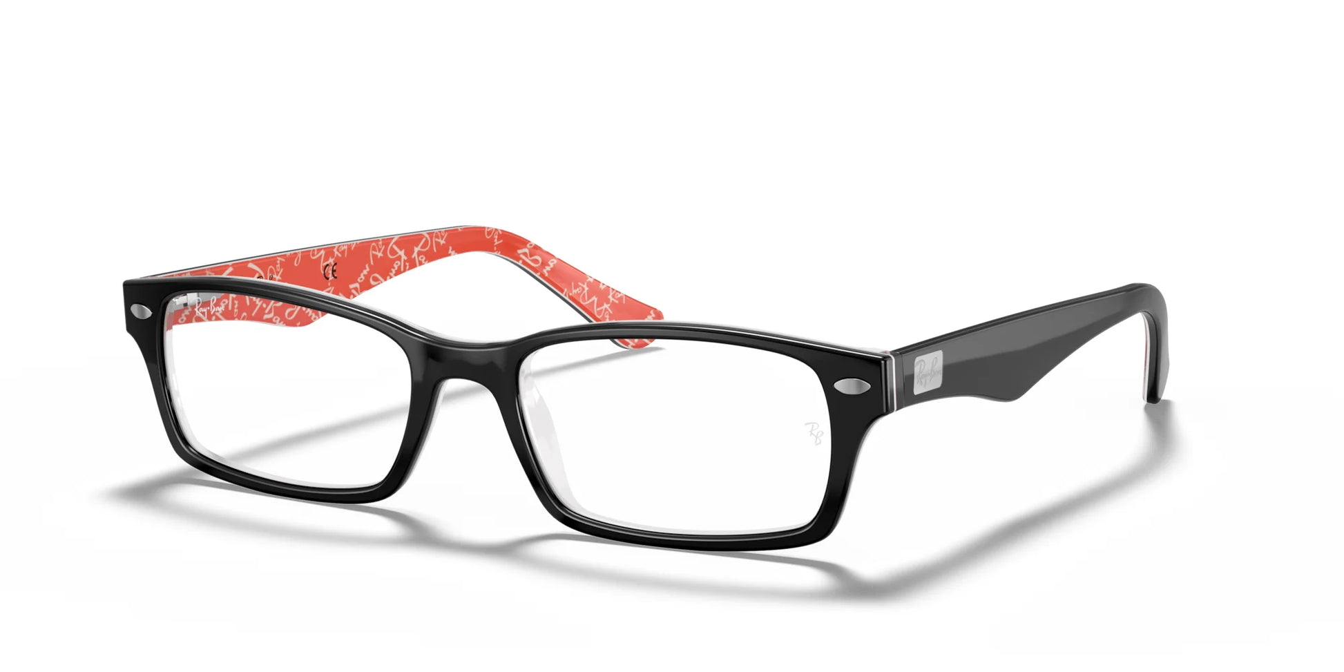 Ray-Ban RX5206 Eyeglasses Black On Red / Clear