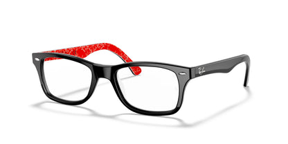 Ray-Ban RX5228 Eyeglasses Black On Red / Clear