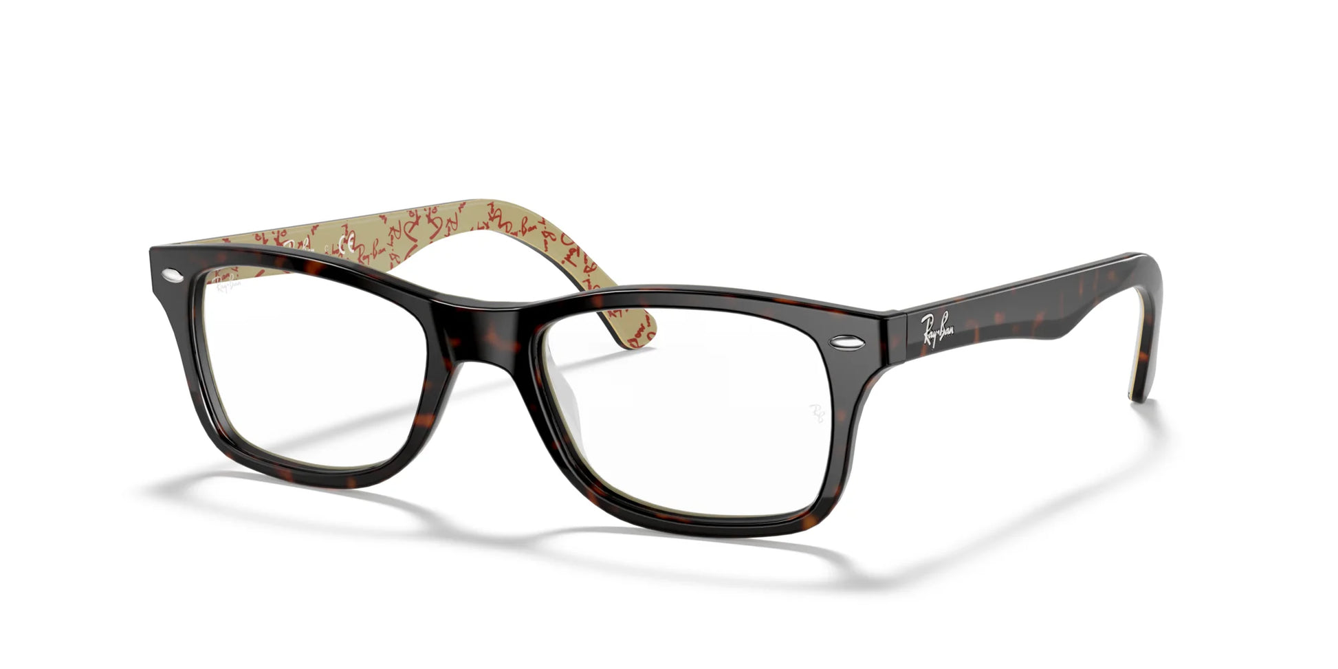 Ray-Ban RX5228 Eyeglasses Dark Havana On Beige Texture / Clear