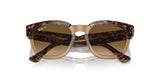 The Ray-Ban MEGA HAWKEYE RB0298S Sunglasses, Size 53, feature bold acetate frames in a stylish tortoise-shell design with brown lenses and a prominent brand logo.