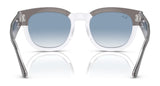 The Ray-Ban MEGA HAWKEYE RB0298S Sunglasses feature bold acetate frames and gradient blue lenses with a chic keyhole bridge, elegantly displayed on a white background.