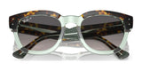 Ray-Ban MEGA HAWKEYE RB0298S Sunglasses, size 53, with bold tortoiseshell acetate frames, green rims, and dark lenses are showcased against a white background.