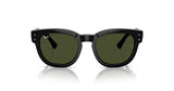 Ray-Ban MEGA HAWKEYE RB0298S Sunglasses | Size 53 showcase striking black acetate frames with green lenses against a white background.