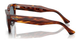 Side view of Ray-Ban MEGA HAWKEYE RB0298S sunglasses, size 53, in tortoiseshell with a keyhole bridge and "Made in Italy" on the arm, featuring bold acetate frames for a retro vibe.