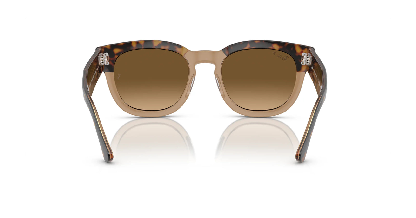 The Ray-Ban MEGA HAWKEYE RB0298SF Sunglasses, size 53, feature a square tortoiseshell acetate frame with brown gradient lenses. Photographed front-facing on a white background, they exude a perfect blend of classic and contemporary style.