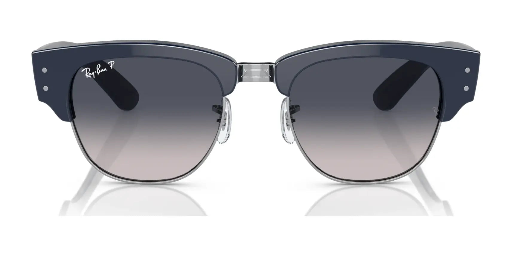 Ray-Ban MEGA CLUBMASTER RB0316S sunglasses offer a modern look with dark gray lenses, black frames, and sleek metal accents.