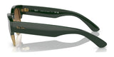 Side view of green Ray-Ban MEGA CLUBMASTER RB0316S sunglasses, iconic in contemporary eyewear, featuring the logo and "Made in Italy" inscription on the arm.