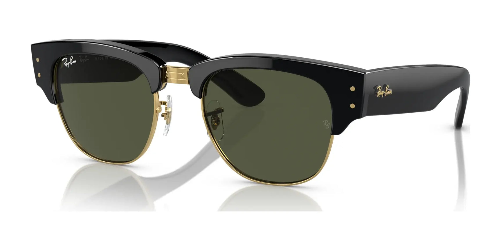 Ray-Ban MEGA CLUBMASTER RB0316S Sunglasses Black On Gold / G-15 Green