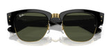 The Ray-Ban MEGA CLUBMASTER RB0316S sunglasses feature black and gold frames with green lenses, seamlessly fusing modern style with timeless design for a prescription-ready favorite.