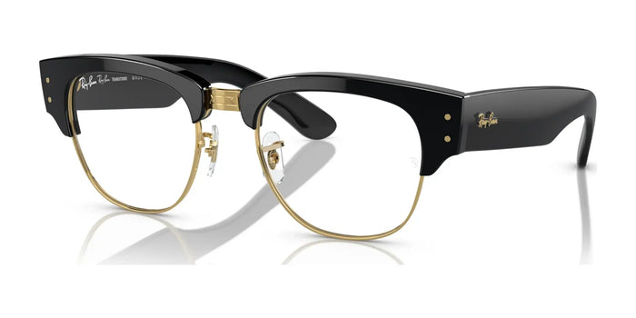 Ray-Ban MEGA CLUBMASTER RB0316S Eyeglasses / Black On Gold №901/GG / Clear / Blue (Photochromic) (3F 16.3%) / Size 50