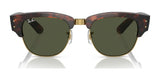 The Ray-Ban MEGA CLUBMASTER RB0316S sunglasses boast tortoiseshell frames, green lenses, and a sleek metal bridge, perfectly blending classic style with modern design.