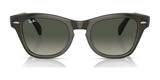 Ray-Ban RB0707S sunglasses, featuring green, square-shaped acetate frames with polarized lenses, reflect light on a white surface. The iconic logo is proudly displayed on the top left corner, merging style and functionality perfectly.