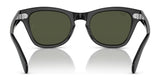 Rear view of Ray-Ban RB0707S sunglasses with a sleek acetate frame and green-tinted polarized lenses, beautifully reflecting on a white surface.