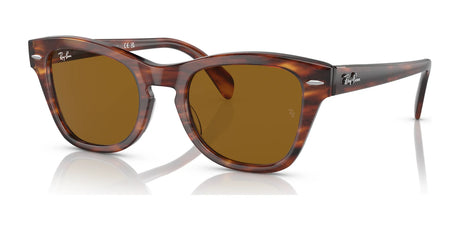 Ray-Ban RB0707S sunglasses feature brown tortoiseshell design with polarized lenses, an acetate frame, and reflective surfaces.