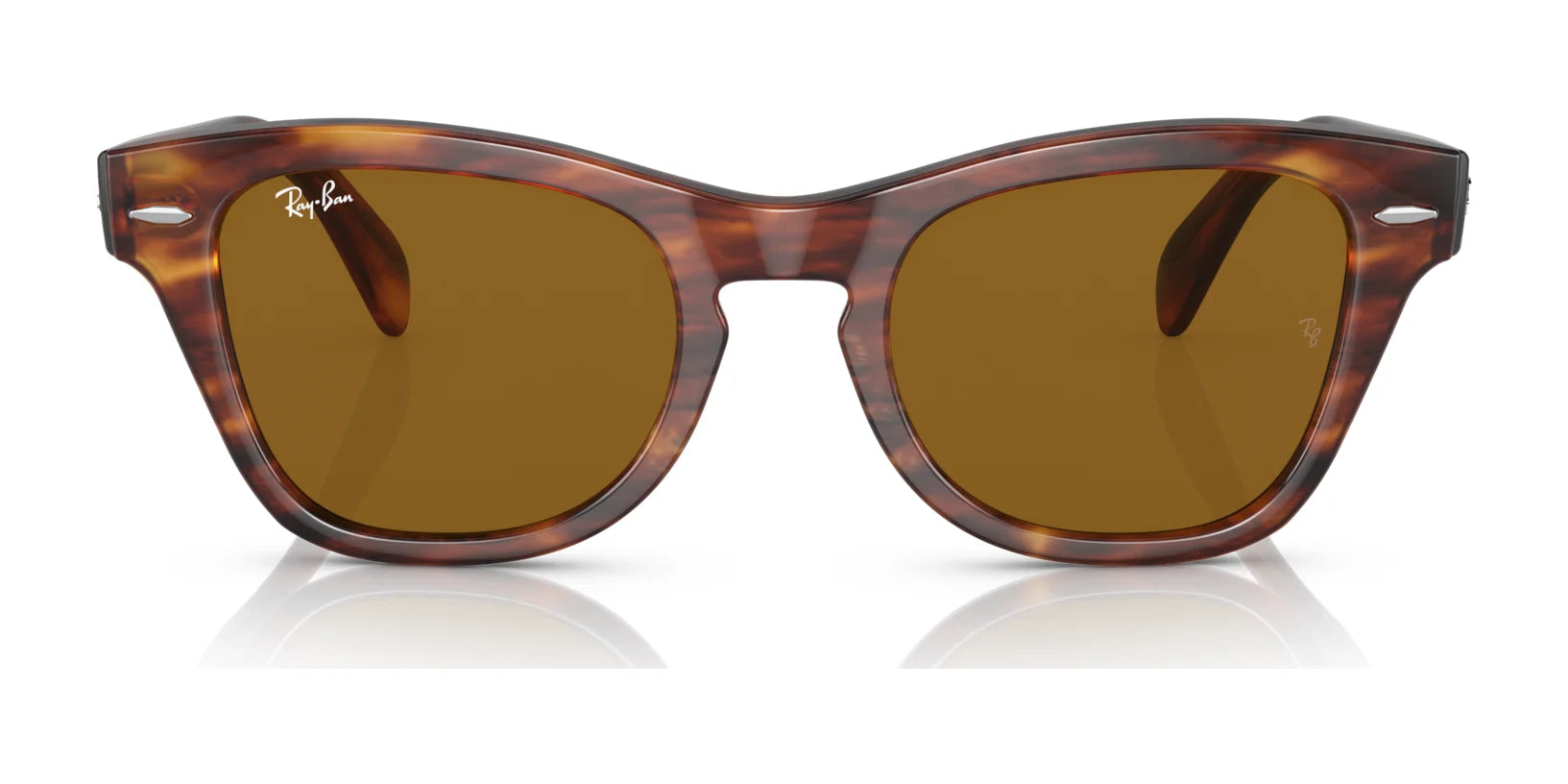 Ray-Ban RB0707S sunglasses with a brown tortoiseshell acetate frame and amber polar lenses shown on a white background.