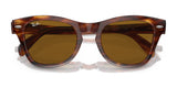 Ray-Ban RB0707S sunglasses feature a brown tortoiseshell acetate frame with dark lenses, viewed from the front.