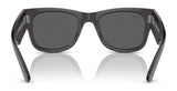 The Ray-Ban MEGA WAYFARER RB0840S Sunglasses, size 51, feature a rear view of sleek dark-tinted square lenses with black frames and transparent nose pads elegantly reflecting on a surface.