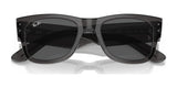 The Ray-Ban MEGA WAYFARER RB0840S Sunglasses, Size 51, feature black square frames with mirrored lenses and display the iconic Ray-Ban logo on the lens corner and arms.