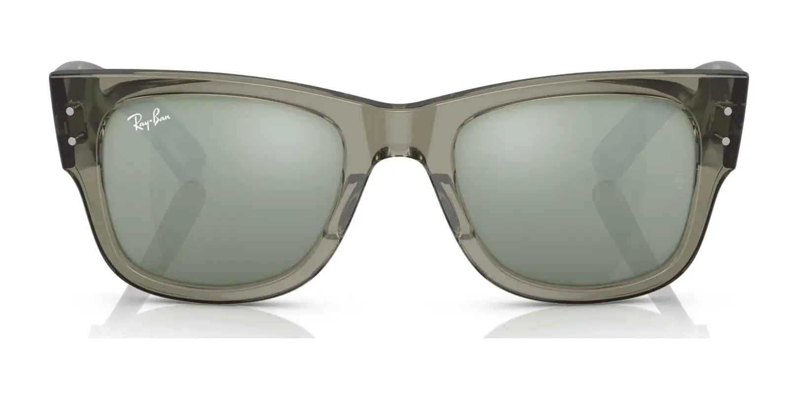 Ray-Ban MEGA WAYFARER RB0840S sunglasses, size 51, feature a gray frame with mirror lenses and a logo on the left lens.