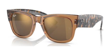 Ray-Ban MEGA WAYFARER RB0840S Sunglasses, Size 51, feature brown frames with tortoiseshell arms and tinted lenses, displayed at an angle.