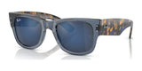 Ray-Ban MEGA WAYFARER RB0840S sunglasses, size 51, feature gray and tortoiseshell frames with blue reflective lenses and the Mega Wayfarer logo on the temples.