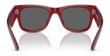 The red-framed Ray-Ban MEGA WAYFARER RB0840S sunglasses in size 51 feature sleek dark lenses, offering a bold and stylish look from the front.