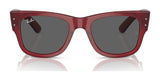 Ray-Ban MEGA WAYFARER RB0840S sunglasses in size 51, featuring red square frames and dark lenses, set against a white background.