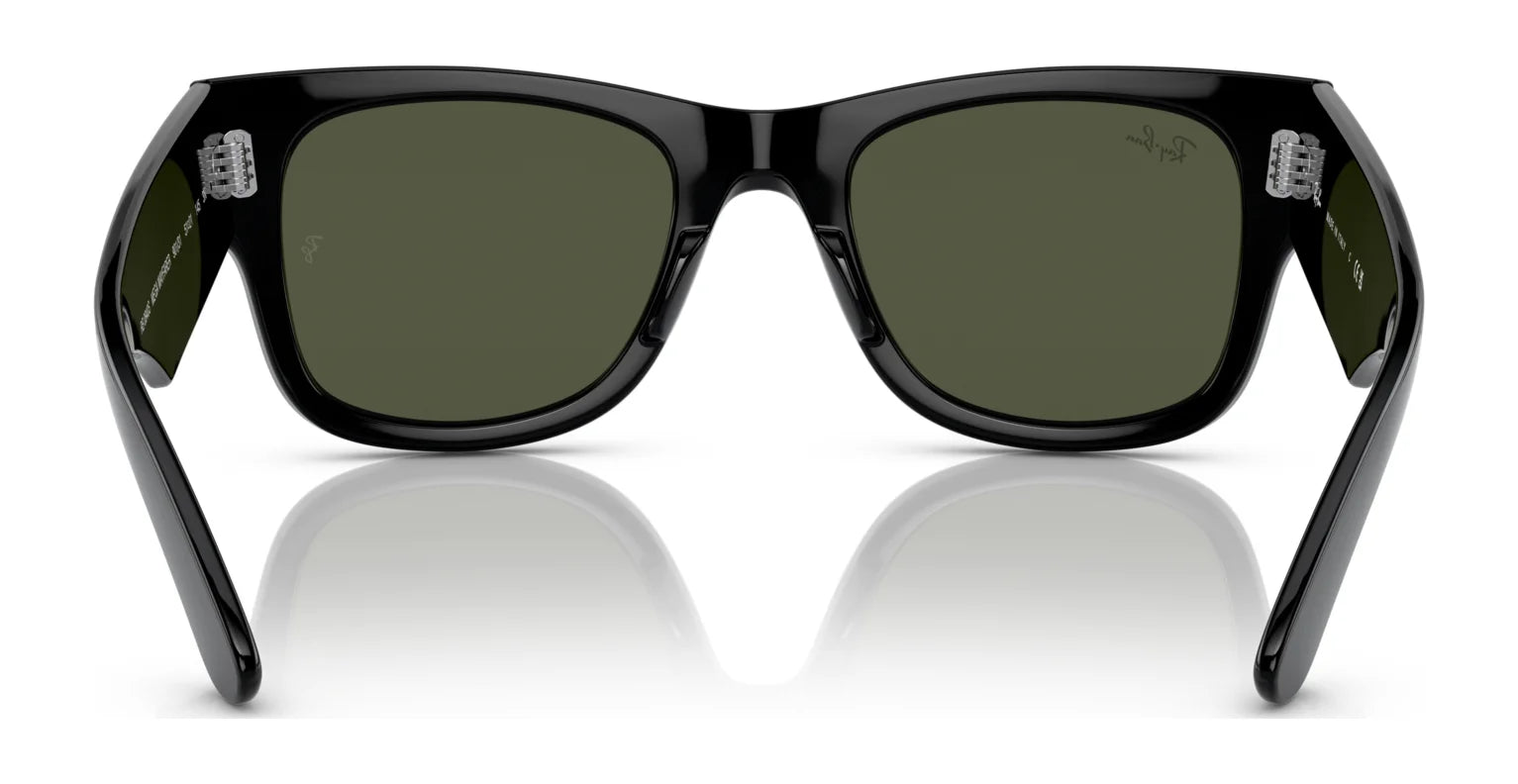 Ray-Ban MEGA WAYFARER RB0840S Sunglasses in black with dark tinted lenses, Size 51, viewed from the back.