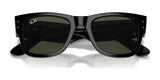 The Ray-Ban MEGA WAYFARER RB0840S sunglasses in size 51 boast sleek black frames, green lenses, and a stylish Ray-Ban logo on the top left corner.