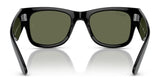 Back view of Ray-Ban MEGA WAYFARER RB0840S Sunglasses, size 51, featuring green mirror lenses on a reflective surface.