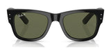 The Ray-Ban MEGA WAYFARER RB0840S Sunglasses | Size 51 feature sleek black frames with green lenses and a subtle Ray-Ban logo on the top left corner.