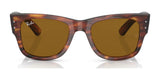 Discover the classic style of Ray-Ban MEGA WAYFARER RB0840S tortoiseshell sunglasses, with elegant brown lenses and the iconic logo on the frame's top left corner.