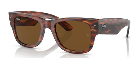 Ray-Ban MEGA WAYFARER RB0840S tortoiseshell sunglasses with thick frames and dark lenses are set against a pristine white background.