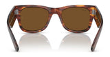 Ray-Ban MEGA WAYFARER RB0840S tortoiseshell sunglasses with brown lenses are showcased from the front on a reflective surface.