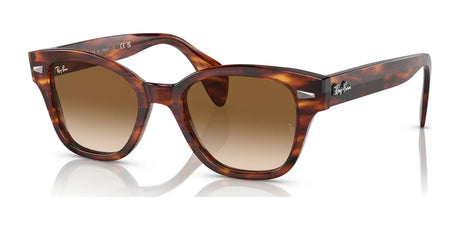 The Ray-Ban RB0880S sunglasses feature a sleek tortoiseshell design with brown gradient lenses and UV protection, ideal for outdoor adventures.