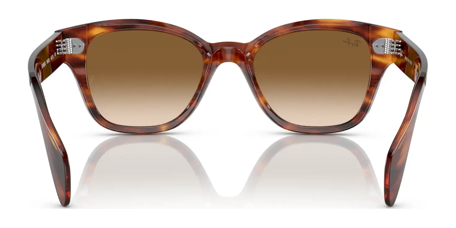 Ray-Ban RB0880S sunglasses in brown tortoiseshell with gradient brown lenses provide UV protection, shown front view. Ideal for outdoor adventures.