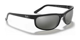 Ray-Ban PREDATOR 2 RB2027 Sunglasses in sleek black feature dark lenses, brand logo on the temples, UV protection, and a wraparound frame. Size: 62. Stylish and effective for eye safety.