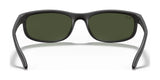 The Ray-Ban PREDATOR 2 RB2027 sunglasses, in size 62, feature a wraparound black frame and green lenses, providing stylish UV protection.