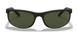 Ray-Ban PREDATOR 2 RB2027 Sunglasses feature a stylish wraparound frame with green-tinted lenses, offering sleek UV protection, all set against a pristine white background.